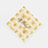 Gold Yellow Honey Bees Bows Baby Shower Serviette (Ecke)