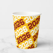 Gold Yellow & Maroon Class Year Abschluss Pappbecher (Rückseite)