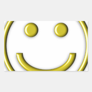 Gold Yellow Smiley Lächeln Gesicht Emoji Funny Rechteckiger Aufkleber