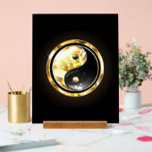 Gold Yin Yang auf schwarz Acrylschild (Hochzeit)