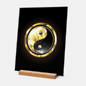Gold Yin Yang auf schwarz Acrylschild (Winkel)