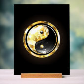 Gold Yin Yang auf schwarz Acrylschild (Neutral)