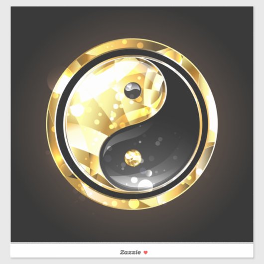 Gold Yin Yang auf schwarz Aufkleber (Blatt)