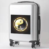 Gold Yin Yang auf schwarz Aufkleber (Koffer)