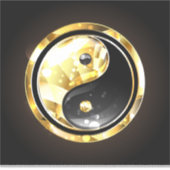 Gold Yin Yang auf schwarz Aufkleber (Vorderseite)