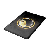 Gold Yin Yang auf schwarz Badematte (Schrägansicht)