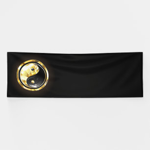 Gold Yin Yang auf schwarz Banner