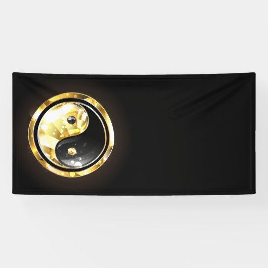 Gold Yin Yang auf schwarz Banner (Horizontal)