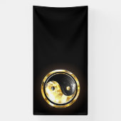 Gold Yin Yang auf schwarz Banner (Vertikal)