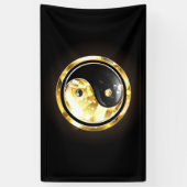 Gold Yin Yang auf schwarz Banner (Vertikal)