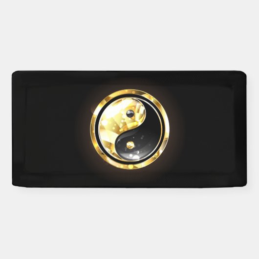 Gold Yin Yang auf schwarz Banner (Horizontal)