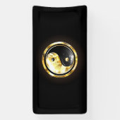 Gold Yin Yang auf schwarz Banner (Vertikal)