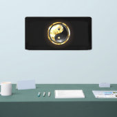 Gold Yin Yang auf schwarz Banner (Messe)