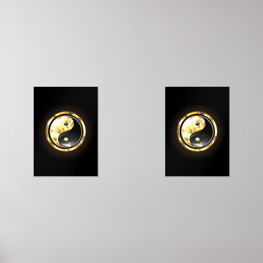 Gold Yin Yang auf schwarz Bilderwand Sets (Vorderseite)