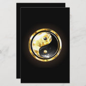 Gold Yin Yang auf schwarz Briefpapier (Vorne/Hinten)