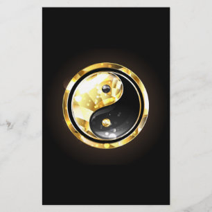 Gold Yin Yang auf schwarz Briefpapier