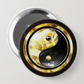 Gold Yin Yang auf schwarz Button (Vorne & Hinten)