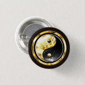 Gold Yin Yang auf schwarz Button (Vorne & Hinten)