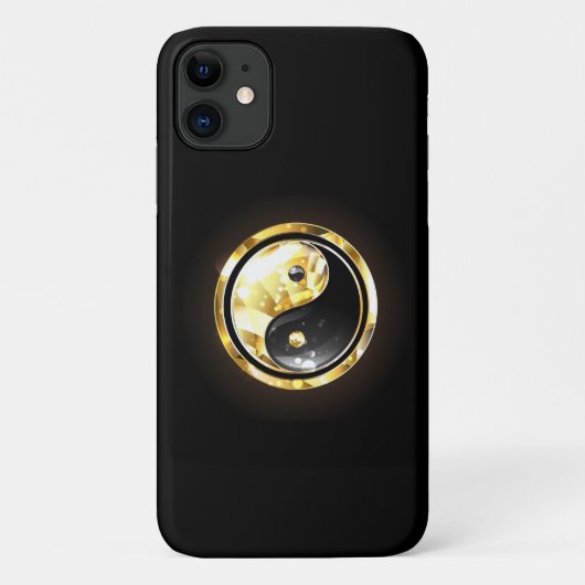 Gold Yin Yang auf schwarz Case-Mate iPhone Hülle (Rückseite)