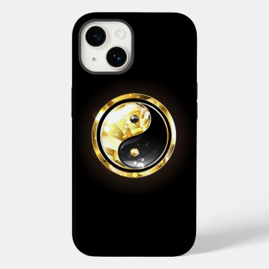 Gold Yin Yang auf schwarz Case-Mate iPhone Hülle (Rückseite)