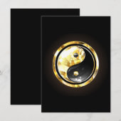Gold Yin Yang auf schwarz Dankeskarte (Vorne/Hinten)