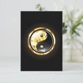Gold Yin Yang auf schwarz Dankeskarte (Stehend Vorderseite)