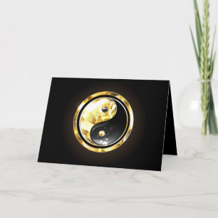 Gold Yin Yang auf schwarz Dankeskarte