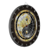 Gold Yin Yang auf schwarz Dartscheibe (Vorderseite Links)