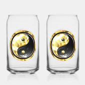 Gold Yin Yang auf schwarz Dosenglas (Rückseite)