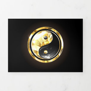 Gold Yin Yang auf schwarz Dreifach Gefaltete Urlaubskarte