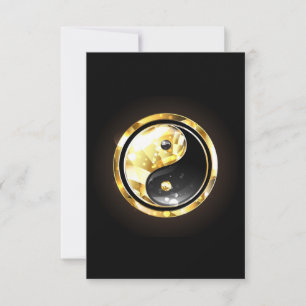 Gold Yin Yang auf schwarz Einladung