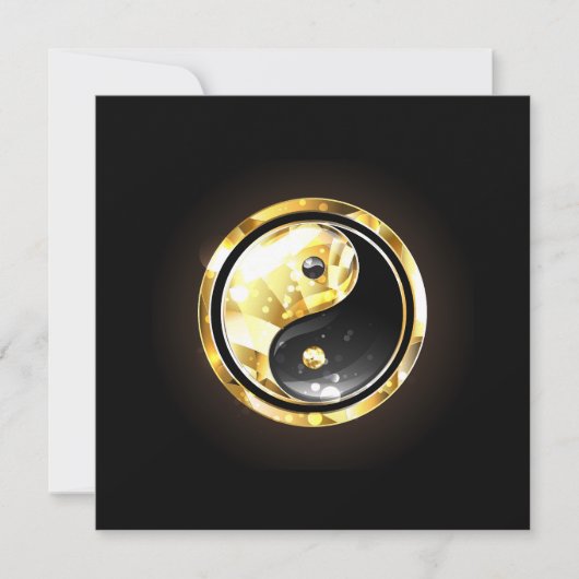 Gold Yin Yang auf schwarz Einladung (Vorderseite)