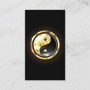Gold Yin Yang auf schwarz Empfehlungskarte