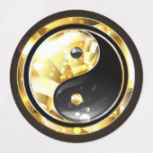 Gold Yin Yang auf schwarz Etiketten (Design 1)