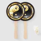 Gold Yin Yang auf schwarz Fächer (Vorne und Hinten)