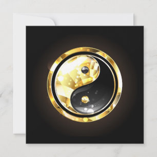 Gold Yin Yang auf schwarz Feiertagskarte