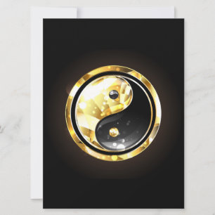 Gold Yin Yang auf schwarz Feiertagskarte