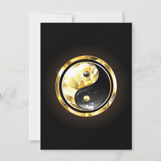 Gold Yin Yang auf schwarz Feiertagskarte (Vorderseite)