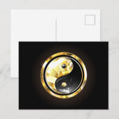 Gold Yin Yang auf schwarz Feiertagspostkarte (Vorne/Hinten)