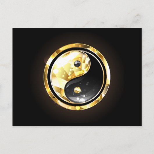 Gold Yin Yang auf schwarz Feiertagspostkarte (Vorderseite)