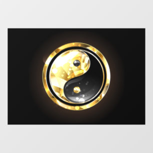 Gold Yin Yang auf schwarz Fensteraufkleber