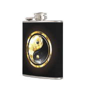 Gold Yin Yang auf schwarz Flachmann (Links)