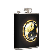 Gold Yin Yang auf schwarz Flachmann (Rechts)