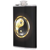 Gold Yin Yang auf schwarz Flachmann (Links)