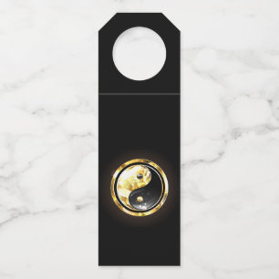 Gold Yin Yang auf schwarz Flaschenanhänger