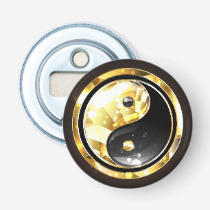 Gold Yin Yang auf schwarz Flaschenöffner