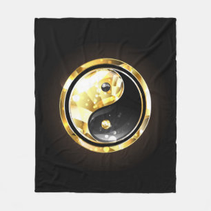 Gold Yin Yang auf schwarz Fleecedecke