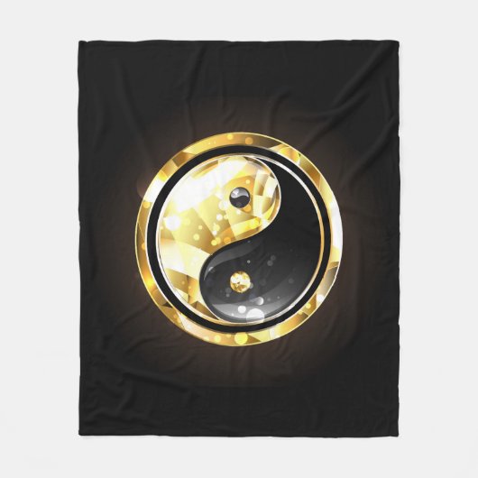 Gold Yin Yang auf schwarz Fleecedecke (Vorderseite)