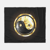 Gold Yin Yang auf schwarz Fleecedecke (Vorderseite (Horizontal))
