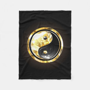 Gold Yin Yang auf schwarz Fleecedecke
